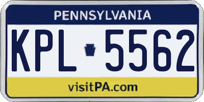 PA license plate KPL5562
