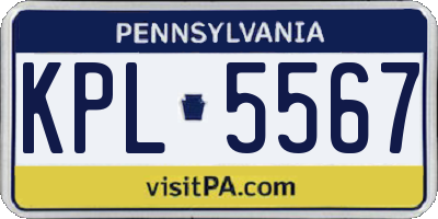 PA license plate KPL5567