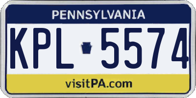 PA license plate KPL5574