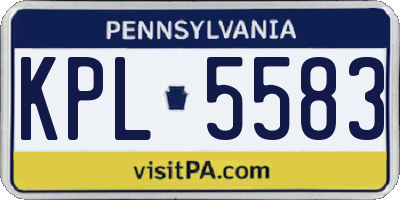 PA license plate KPL5583