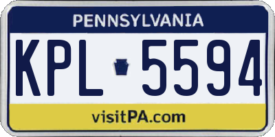 PA license plate KPL5594