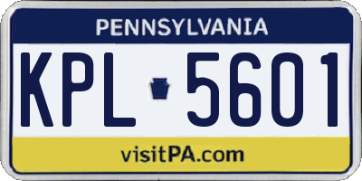 PA license plate KPL5601