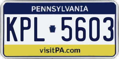 PA license plate KPL5603