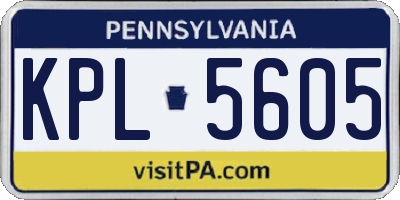 PA license plate KPL5605