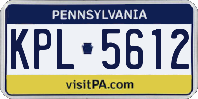 PA license plate KPL5612