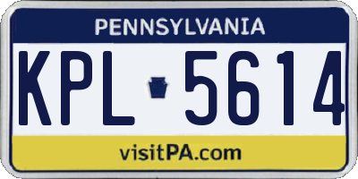 PA license plate KPL5614