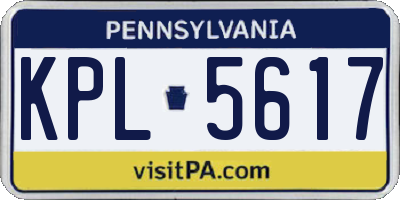 PA license plate KPL5617