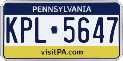 PA license plate KPL5647