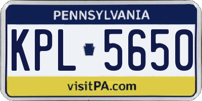 PA license plate KPL5650