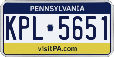 PA license plate KPL5651