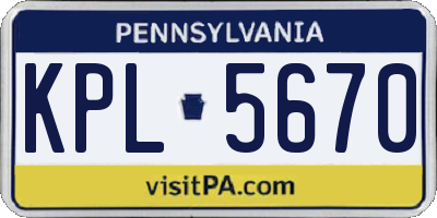 PA license plate KPL5670