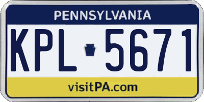 PA license plate KPL5671