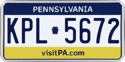 PA license plate KPL5672
