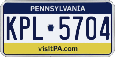 PA license plate KPL5704