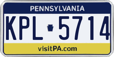 PA license plate KPL5714
