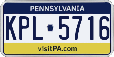 PA license plate KPL5716