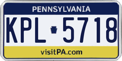 PA license plate KPL5718