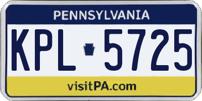 PA license plate KPL5725