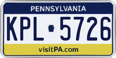 PA license plate KPL5726