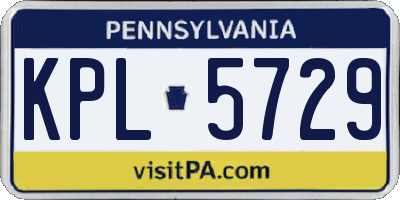 PA license plate KPL5729