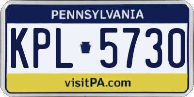 PA license plate KPL5730
