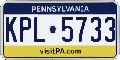 PA license plate KPL5733