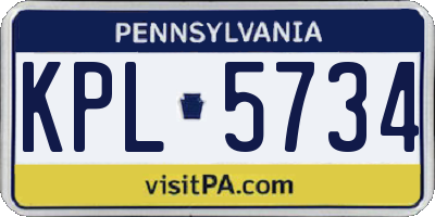 PA license plate KPL5734