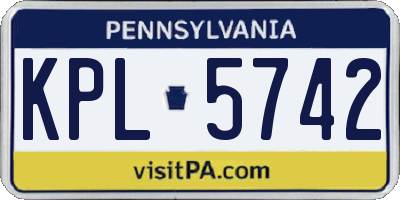 PA license plate KPL5742