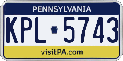 PA license plate KPL5743