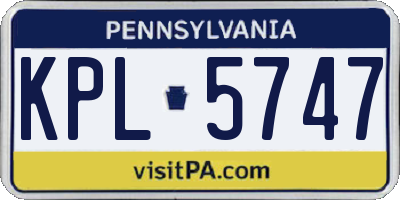 PA license plate KPL5747
