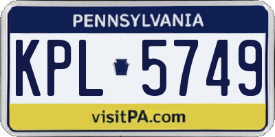 PA license plate KPL5749