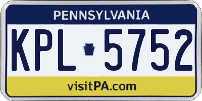 PA license plate KPL5752