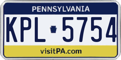 PA license plate KPL5754