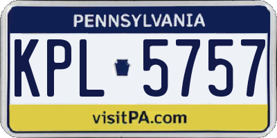 PA license plate KPL5757
