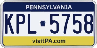 PA license plate KPL5758