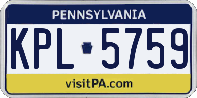 PA license plate KPL5759