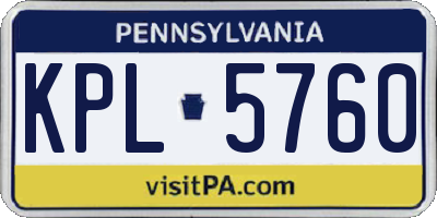 PA license plate KPL5760