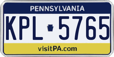 PA license plate KPL5765