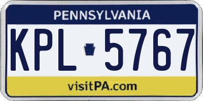 PA license plate KPL5767