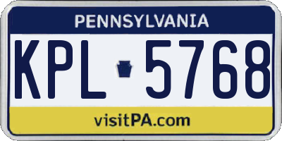 PA license plate KPL5768