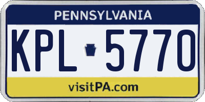 PA license plate KPL5770