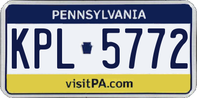 PA license plate KPL5772