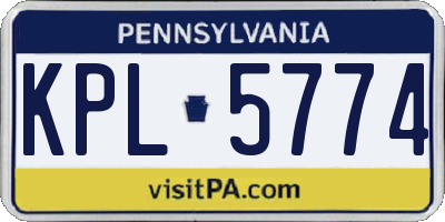 PA license plate KPL5774