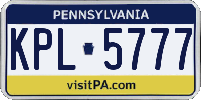 PA license plate KPL5777