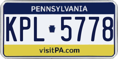 PA license plate KPL5778