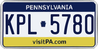 PA license plate KPL5780