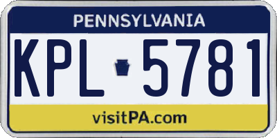 PA license plate KPL5781