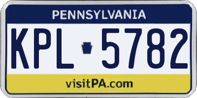 PA license plate KPL5782
