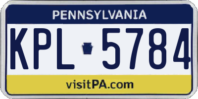 PA license plate KPL5784