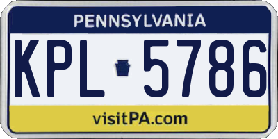 PA license plate KPL5786